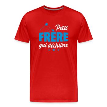 Petit-frère qui déchire - T-shirt bio Premium Homme - rouge - Devant - Damien (186cm)
