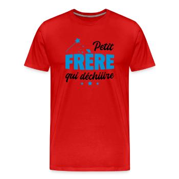 petit frère qui déchire - T-shirt bio Premium Homme - rouge - Devant - Damien (186cm)