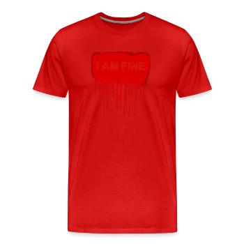Je vais bien, sang, Halloween, sanglant - T-shirt bio Premium Homme - rouge - Devant - Damien (186cm)