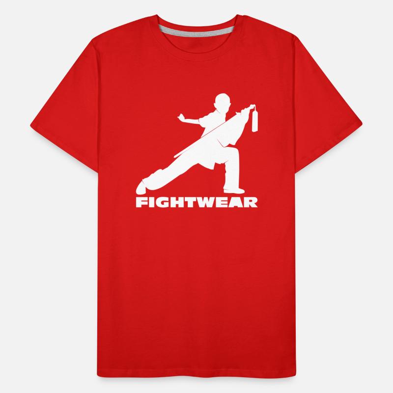 Combattant Shaolin avec épée | Vêtements de combat T-shirt bio Premium Homme