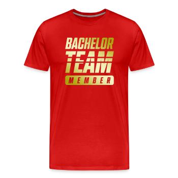 Bachelor Team - Männer Premium Bio T-Shirt - Rot - Vorne - Damien (186cm)
