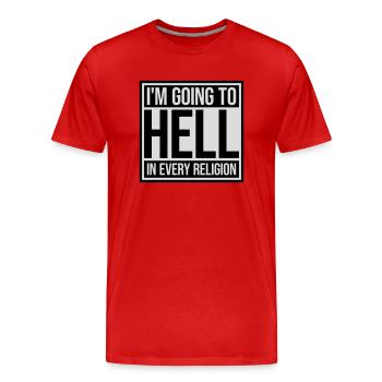 En allant en enfer - T-shirt bio Premium Homme - rouge - Devant - Damien (186cm)
