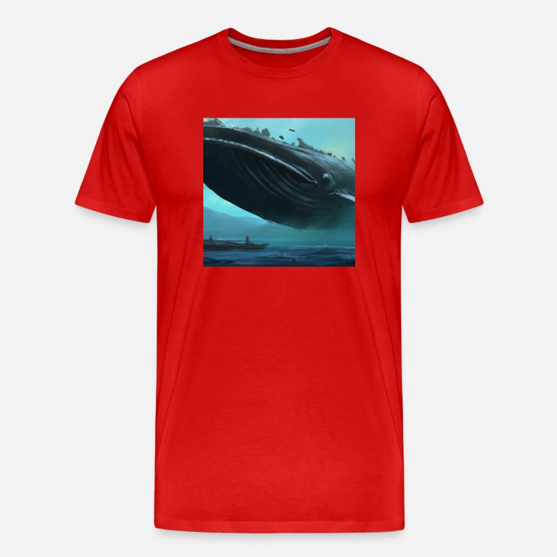 Wal schwebt am Himmel - Männer Premium Bio T-Shirt - Rot
