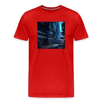 Ville du futur - T-shirt bio Premium Homme - rouge - Devant - Damien (186cm)