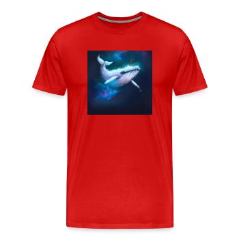 Whale floating in space - Men's Premium Organic T-Shirt - red - Front - Damien (186cm)