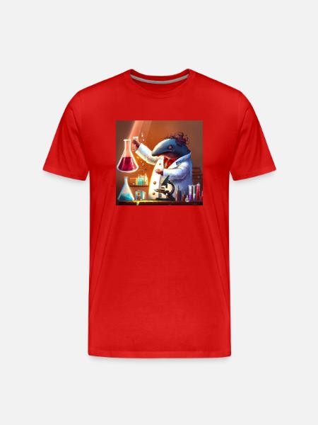 Mad dolphin scientist experimenting - Men's Premium Organic T-Shirt - red