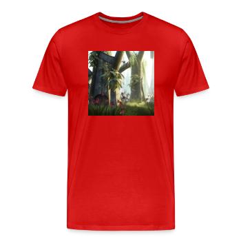 Forêt magique - T-shirt bio Premium Homme - rouge - Devant - Damien (186cm)
