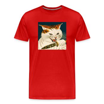 Catana - Japanese Ukiyo Paintings - Men's Premium Organic T-Shirt - red - Front - Damien (186cm)
