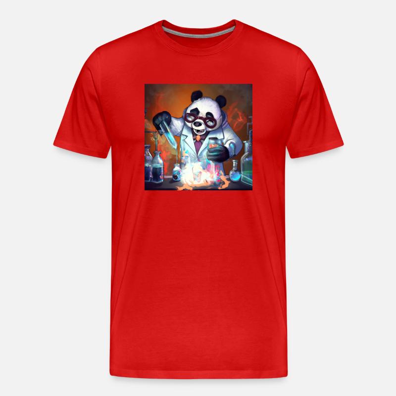 Mad Science Panda - Männer Premium Bio T-Shirt - Rot