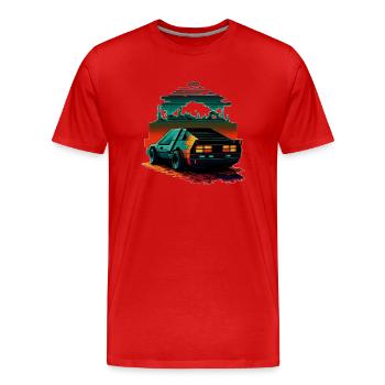 8 Bit Sportwagen im Sci-Fi retro Videospiel Look - Männer Premium Bio T-Shirt - Rot - Vorne - Damien (186cm)