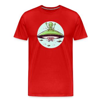 Doodo der Außerirdische - Männer Premium Bio T-Shirt - Rot - Vorne - Damien (186cm)