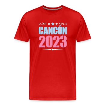 Cancun 2023 - T-shirt bio Premium Homme - rouge - Devant - Damien (186cm)