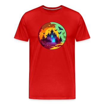 Geh da nicht rein - Männer Premium Bio T-Shirt - Rot - Vorne - Damien (186cm)