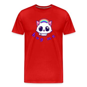 cat hug me - Männer Premium Bio T-Shirt - Rot - Vorne - Damien (186cm)