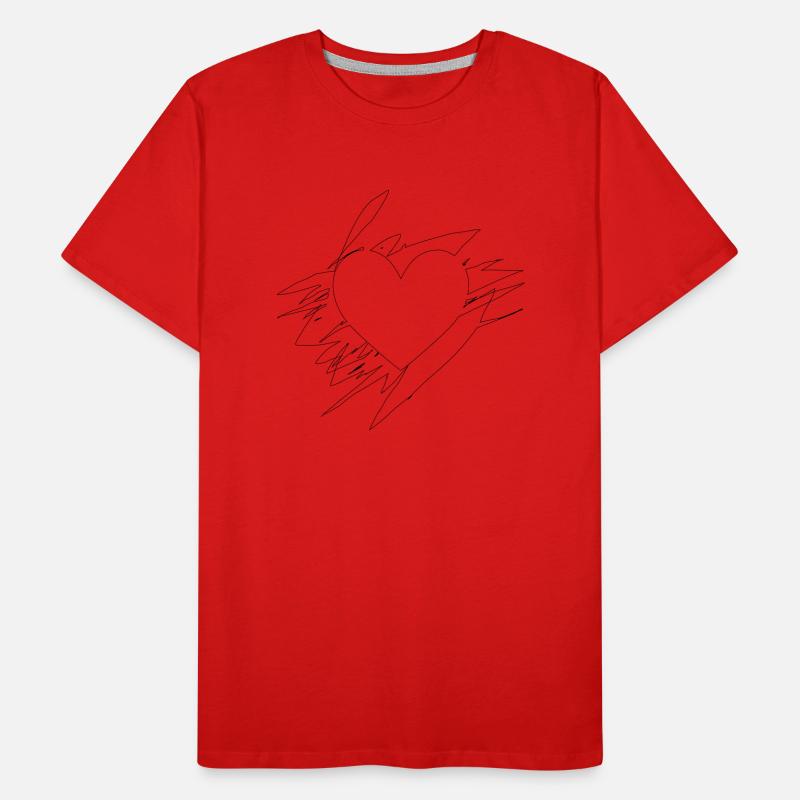 Doodle Heart Scribbled Lines Men's Premium Organic T-Shirt