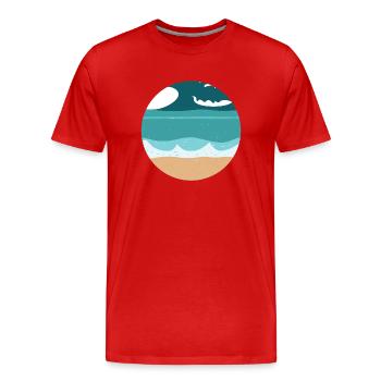 Plage avec Waves Illustration - T-shirt bio Premium Homme - rouge - Devant - Damien (186cm)