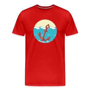 Ancre - Vagues - T-shirt bio Premium Homme - rouge - Devant - Damien (186cm)