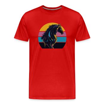 Stallion Horse Sunset - Men's Premium Organic T-Shirt - red - Front - Damien (186cm)