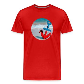 Ancre - Océan - T-shirt bio Premium Homme - rouge - Devant - Damien (186cm)
