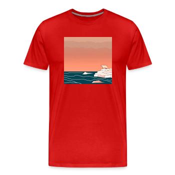 Bedrohte Tiere, Eisbär-Illustration, Erderwärmung - Männer Premium Bio T-Shirt - Rot - Vorne - Damien (186cm)