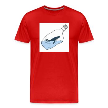 Message in a Bottle, Whale Illustration, Statement - Men's Premium Organic T-Shirt - red - Front - Damien (186cm)