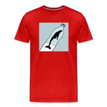 Message in a Bottle, Whale Illustration, Statement - Men's Premium Organic T-Shirt - red - Front - Damien (186cm)
