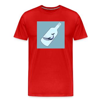 Message in a Bottle, Whale Illustration, Statement - Men's Premium Organic T-Shirt - red - Front - Damien (186cm)