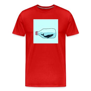 Message in a Bottle, Whale Illustration, Statement - Men's Premium Organic T-Shirt - red - Front - Damien (186cm)