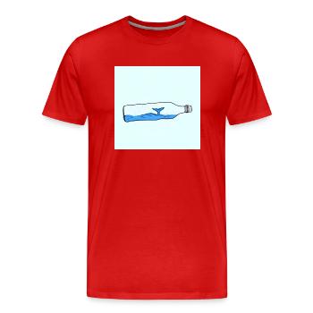 Message in a Bottle, Whale Illustration, Statement - Men's Premium Organic T-Shirt - red - Front - Damien (186cm)