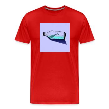 Message in a Bottle, Whale Illustration, Statement - Men's Premium Organic T-Shirt - red - Front - Damien (186cm)