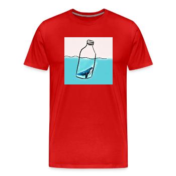 Message in a Bottle, Whale Illustration, Statement - Men's Premium Organic T-Shirt - red - Front - Damien (186cm)