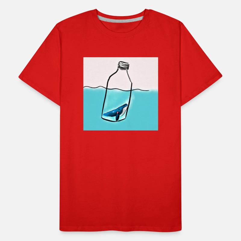Message in a Bottle, Whale Illustration, Statement Men's Premium Organic T-Shirt