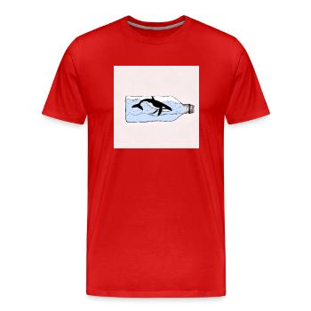 Message in a Bottle, Whale Illustration, Statement - Men's Premium Organic T-Shirt - red - Front - Damien (186cm)
