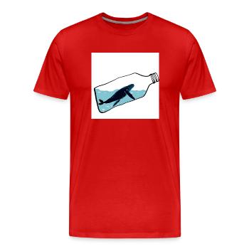 Message in a Bottle, Whale Illustration, Statement - Men's Premium Organic T-Shirt - red - Front - Damien (186cm)