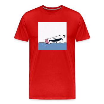Message in a Bottle, Whale Illustration, Statement - Men's Premium Organic T-Shirt - red - Front - Damien (186cm)