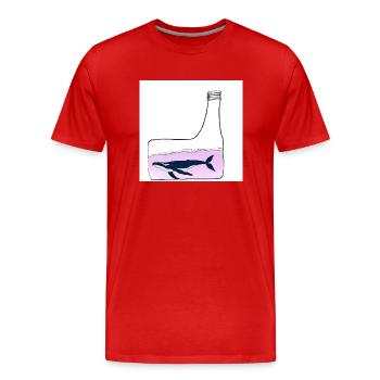 Message in a Bottle, Whale Illustration, Statement - Men's Premium Organic T-Shirt - red - Front - Damien (186cm)