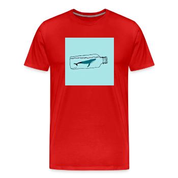 Message in a Bottle, Whale Illustration, Statement - Men's Premium Organic T-Shirt - red - Front - Damien (186cm)