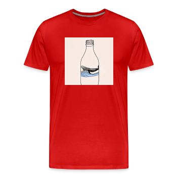 Message in a Bottle, Whale Illustration, Statement - Men's Premium Organic T-Shirt - red - Front - Damien (186cm)