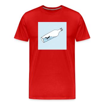 Message in a Bottle, Whale Illustration, Statement - Men's Premium Organic T-Shirt - red - Front - Damien (186cm)