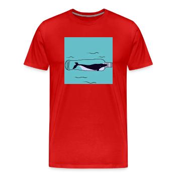 Message in a Bottle, Whale Illustration, Statement - Men's Premium Organic T-Shirt - red - Front - Damien (186cm)