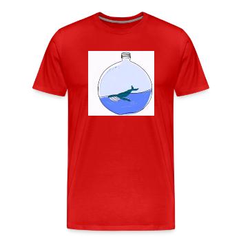 Message in a Bottle, Whale Illustration, Statement - Men's Premium Organic T-Shirt - red - Front - Damien (186cm)