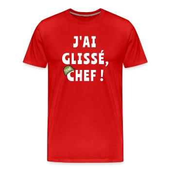 J’ai glissé chef - T-shirt bio Premium Homme - rouge - Devant - Damien (186cm)