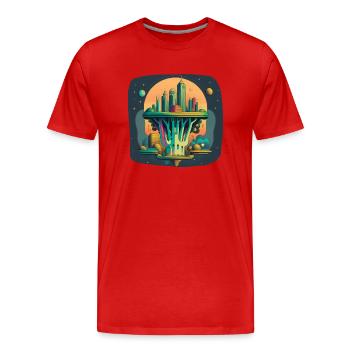 Ville futuriste inspirée du brocoli - T-shirt bio Premium Homme - rouge - Devant - Damien (186cm)
