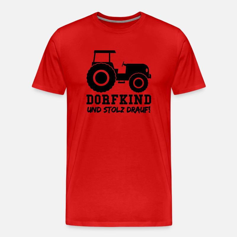 traktor dorfkind - Männer Premium Bio T-Shirt - Rot