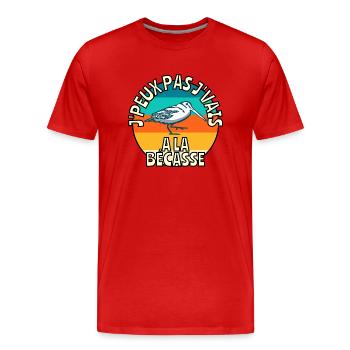 J’peux pas j’vais à la bécasse - T-shirt bio Premium Homme - rouge - Devant - Damien (186cm)