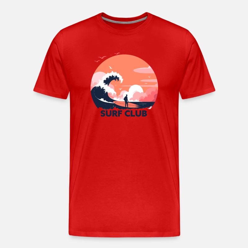 SurfSimplicity: Elegante Wellenreiter - Männer Premium Bio T-Shirt - Rot