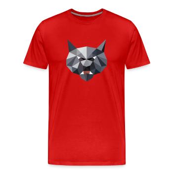 Wild Cat, Polygon, Wild Animal, Hiking, Nature, Soul - Men's Premium Organic T-Shirt - red - Front - Damien (186cm)