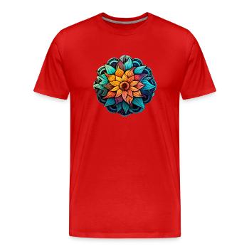 Mandala Lotus - Männer Premium Bio T-Shirt - Rot - Vorne - Damien (186cm)