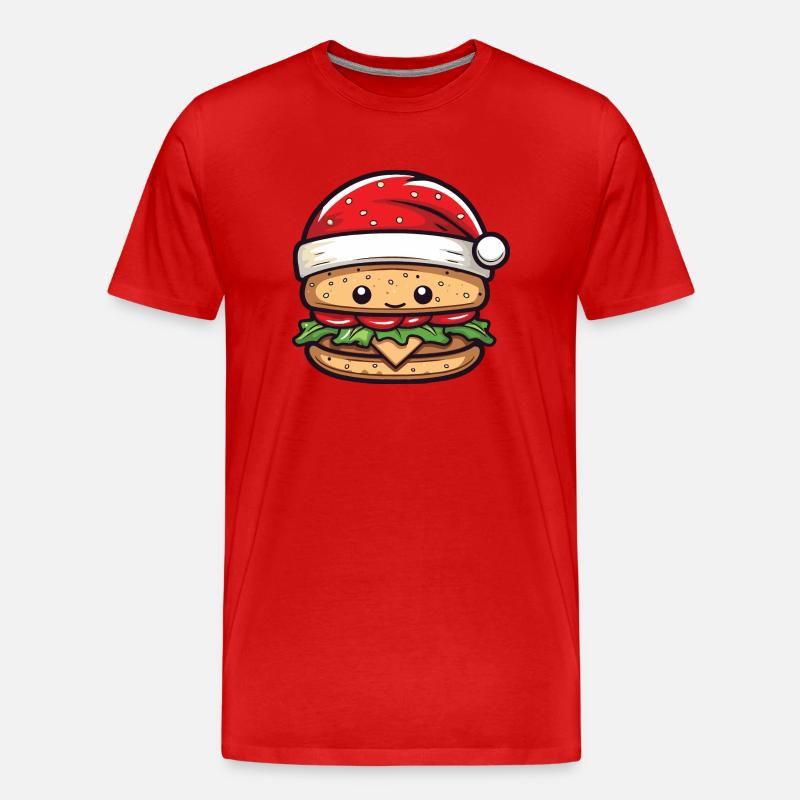 Burger Weihnachten Comic - Männer Premium Bio T-Shirt - Rot