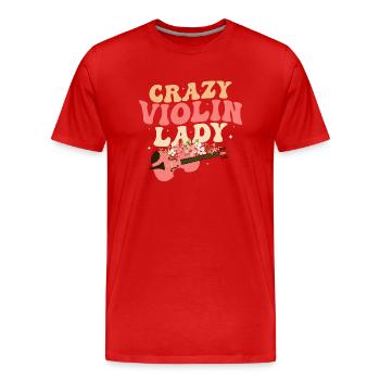 Crazy Violin Lady Violinist Orchestra - Männer Premium Bio T-Shirt - Rot - Vorne - Damien (186cm)